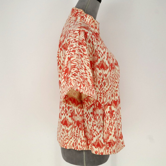 Cache Jacket Womens Small Ivory Orange Stretch Cotton Pockets Snaps Career - Picture 13 of 15